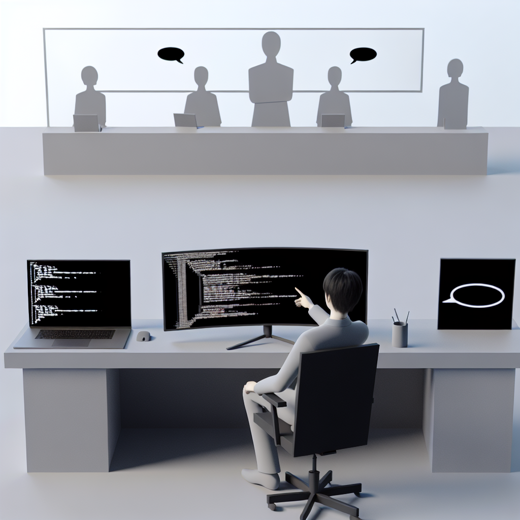 ノートPCでclaudeを使う開発者のイメージ