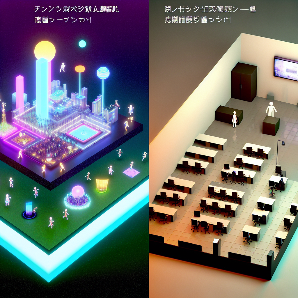 メタバースとビジネス向けバーチャルオフィスの比較図