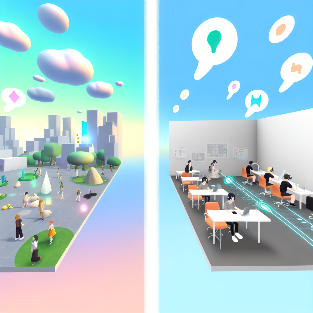 仮想空間とメタバースを比較するビジネスパーソン