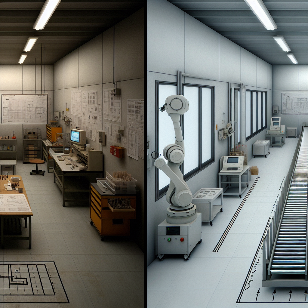 製造業工場の生産ラインとAI技術のイメージ