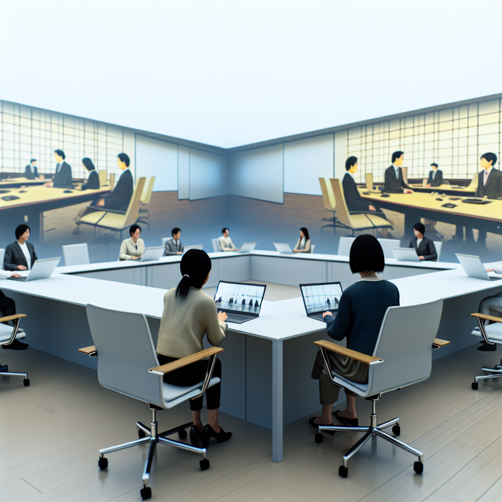 メタバース空間で研修に参加するビジネスパーソンのイメージ