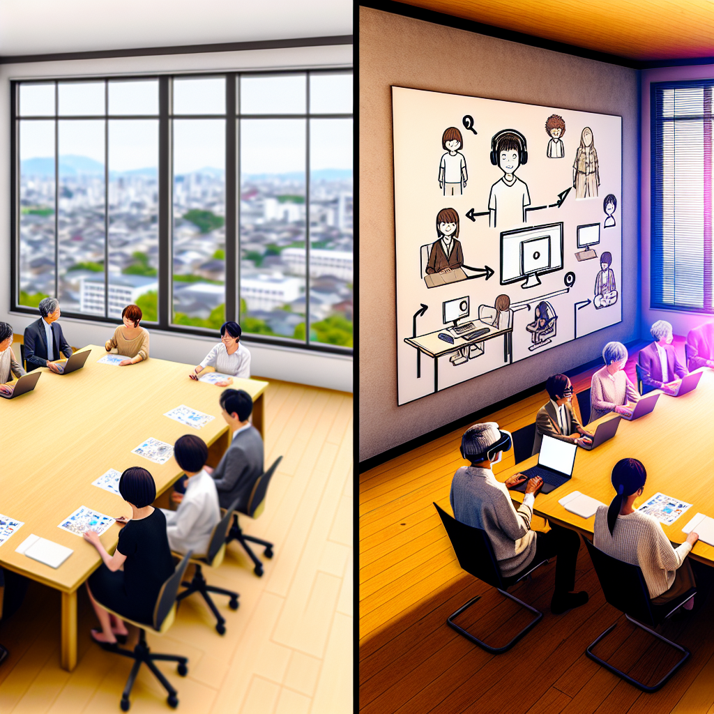 自治体職員がメタバース導入計画をホワイトボードで検討している様子