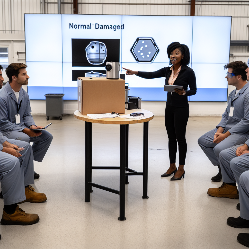 製造業の現場でAI検査システムを操作する担当者たち