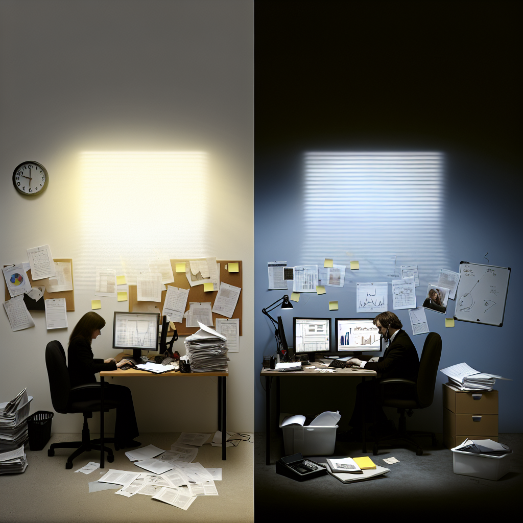 中小企業のオフィスでAIツールを活用する様子