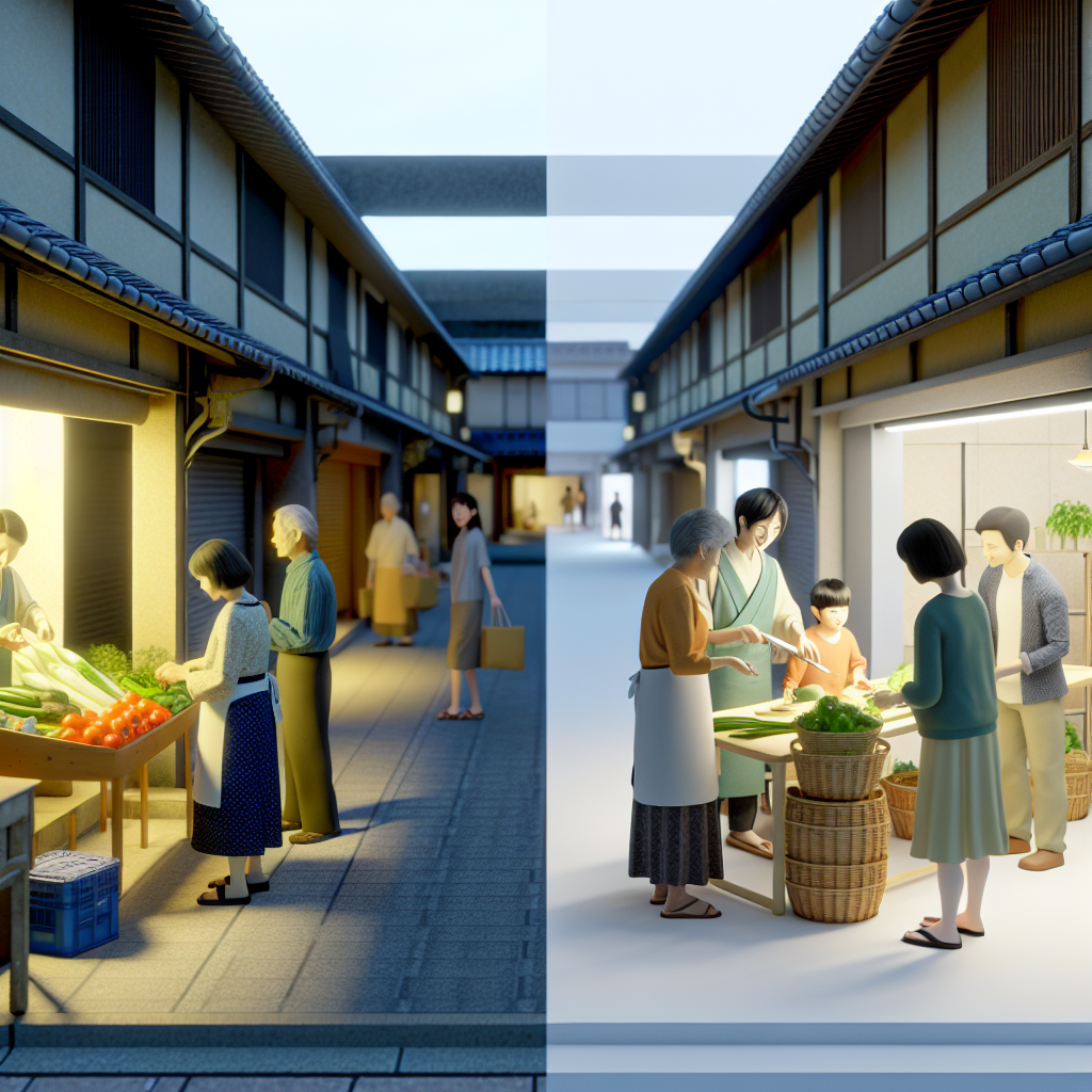 地方の商店街がにぎわいを取り戻している様子