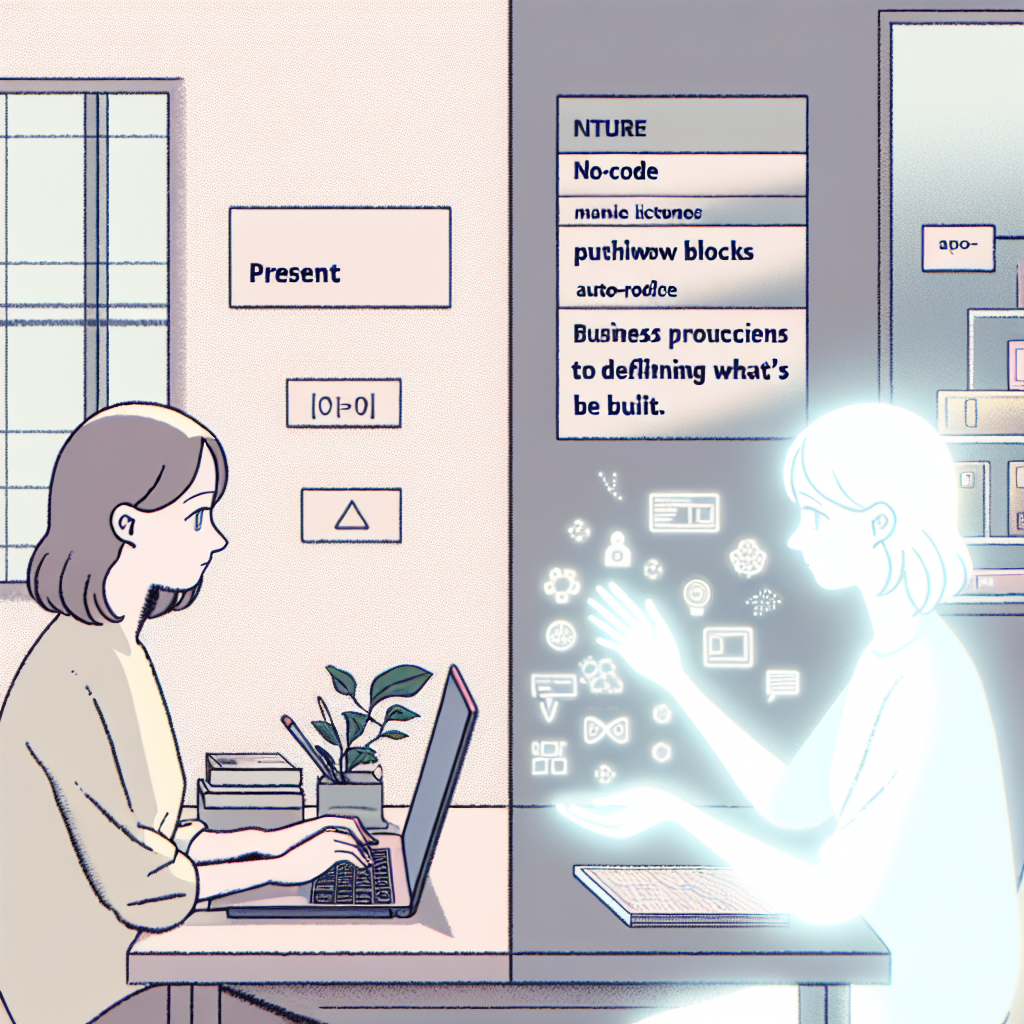 ノーコードとAIの未来を象徴する抽象的なイメージ