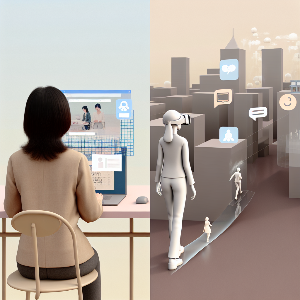 メタバースの概念を示す3D仮想空間イメージ