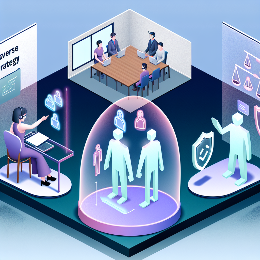 メタバース戦略を議論するビジネスパーソンと仮想空間