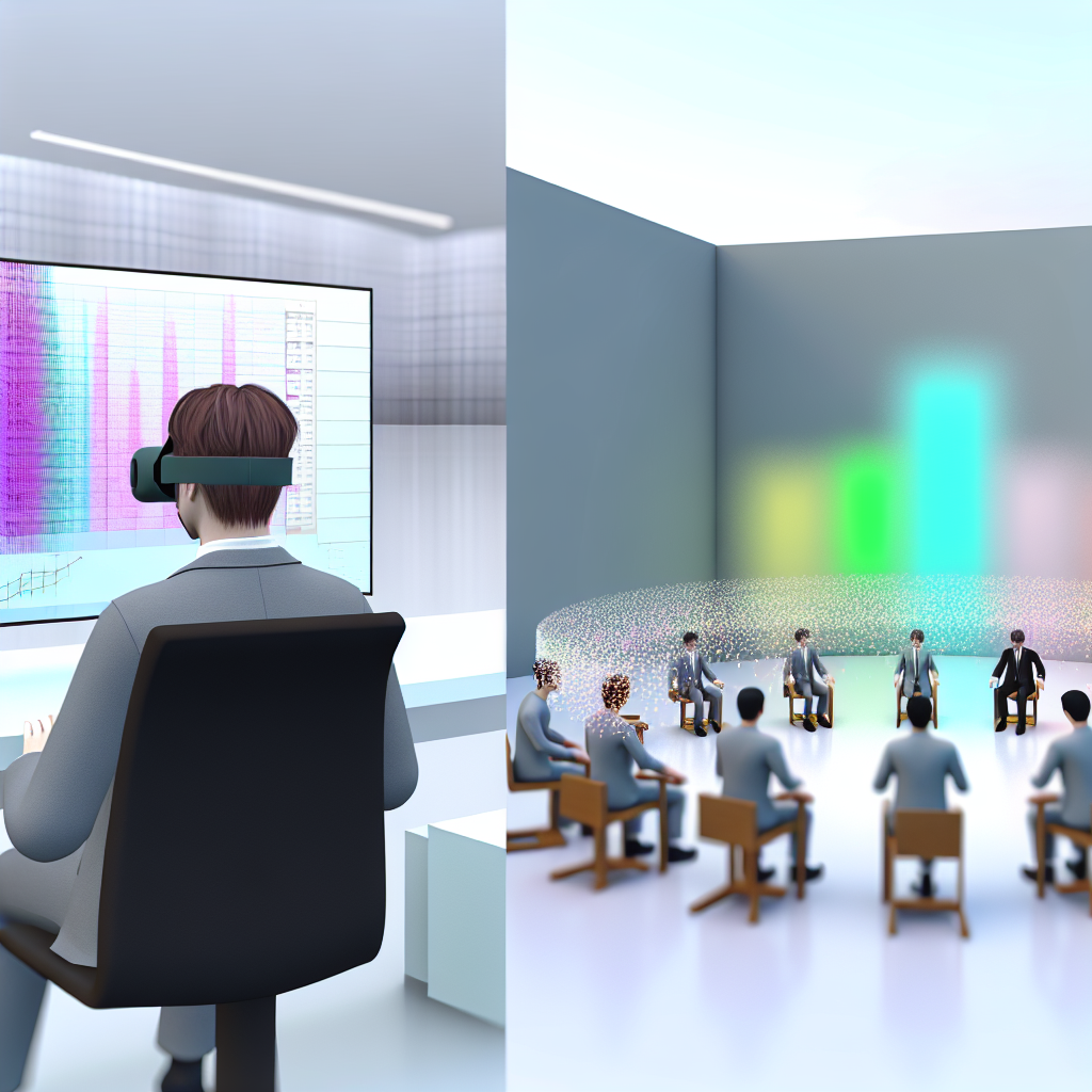 メタバース空間で研修を受けるビジネスパーソン