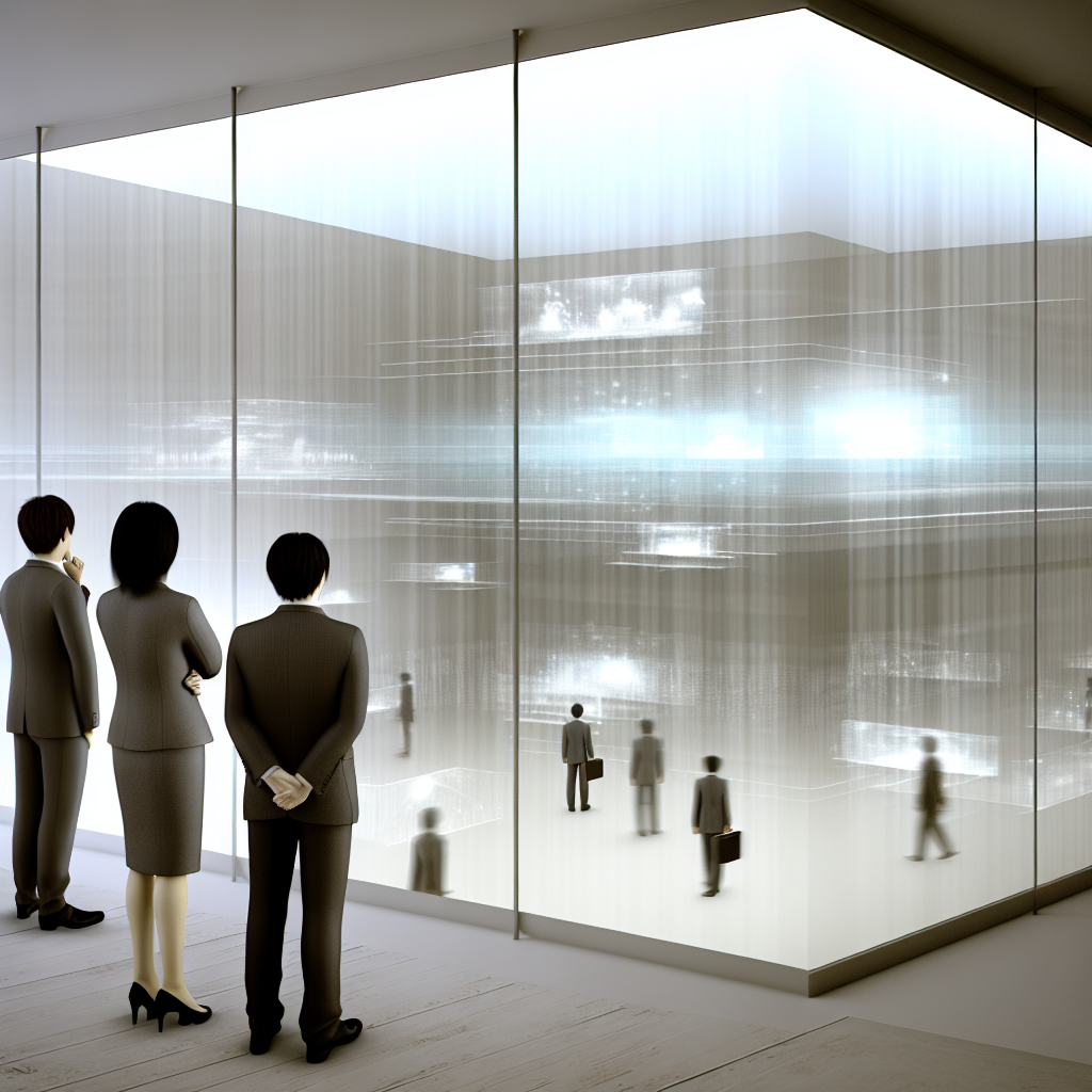 日本の法規制とメタバース空間を象徴するイラスト