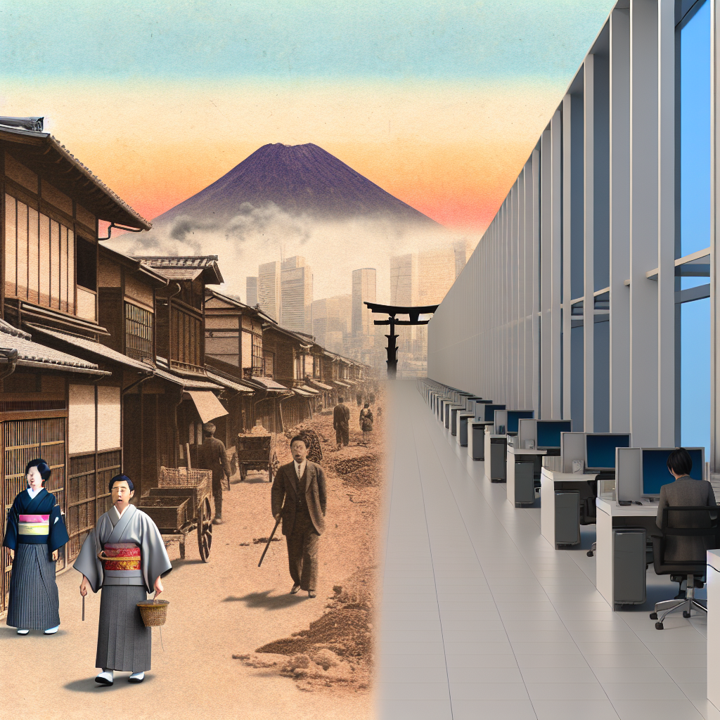 日本の都市と寺社が共存する風景