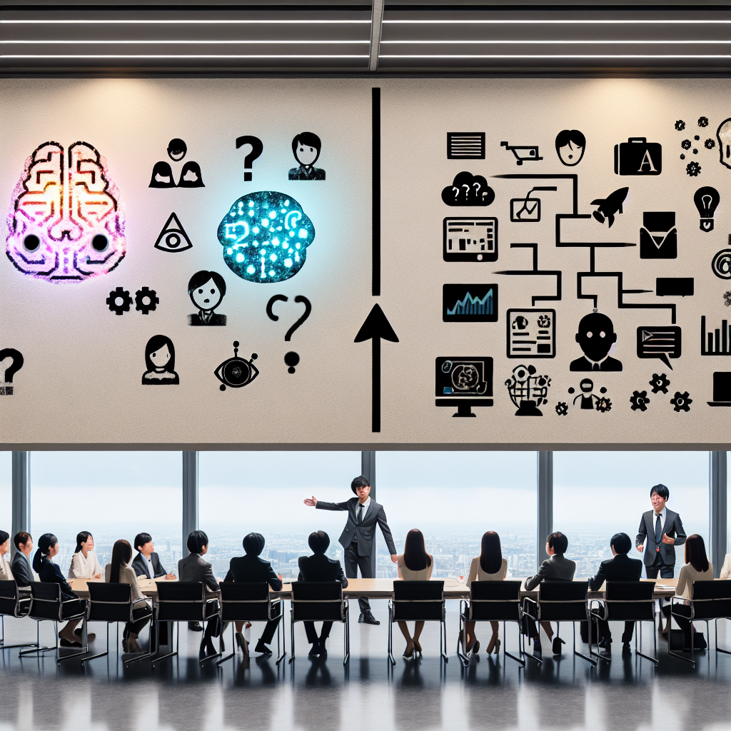 オフィスでAIツールを使いながら議論するビジネスチーム