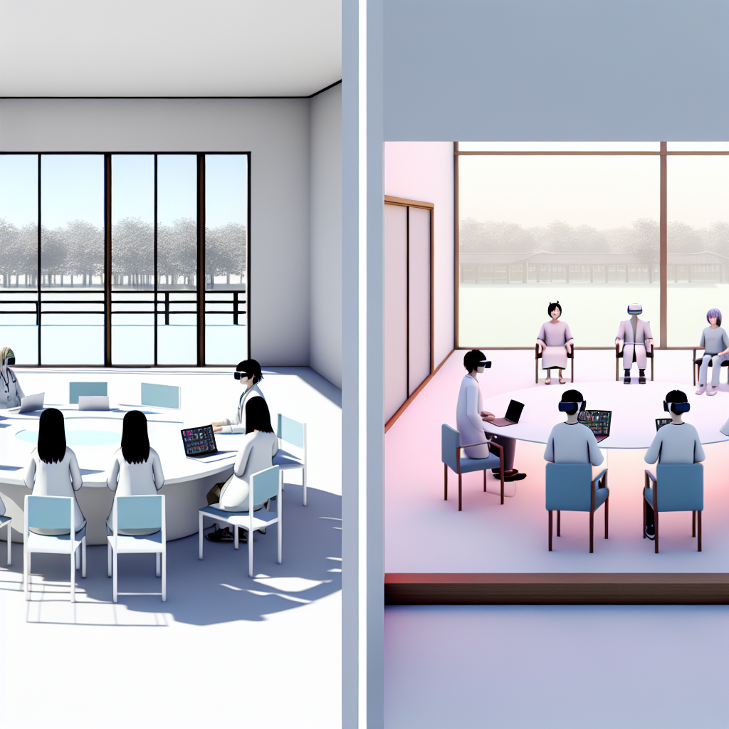 メタバース空間で医療スタッフが打ち合わせする様子