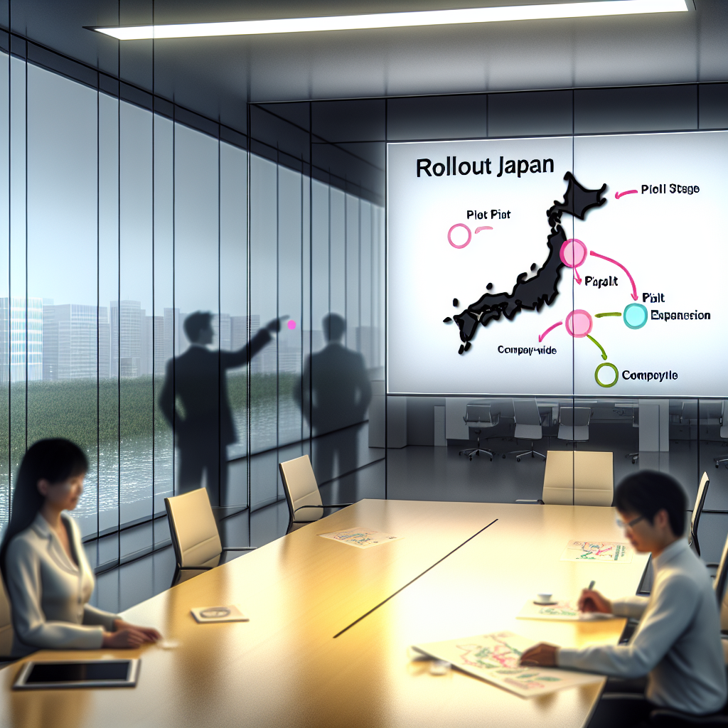 AIシステムを全社展開しチェンジマネジメントを行う様子