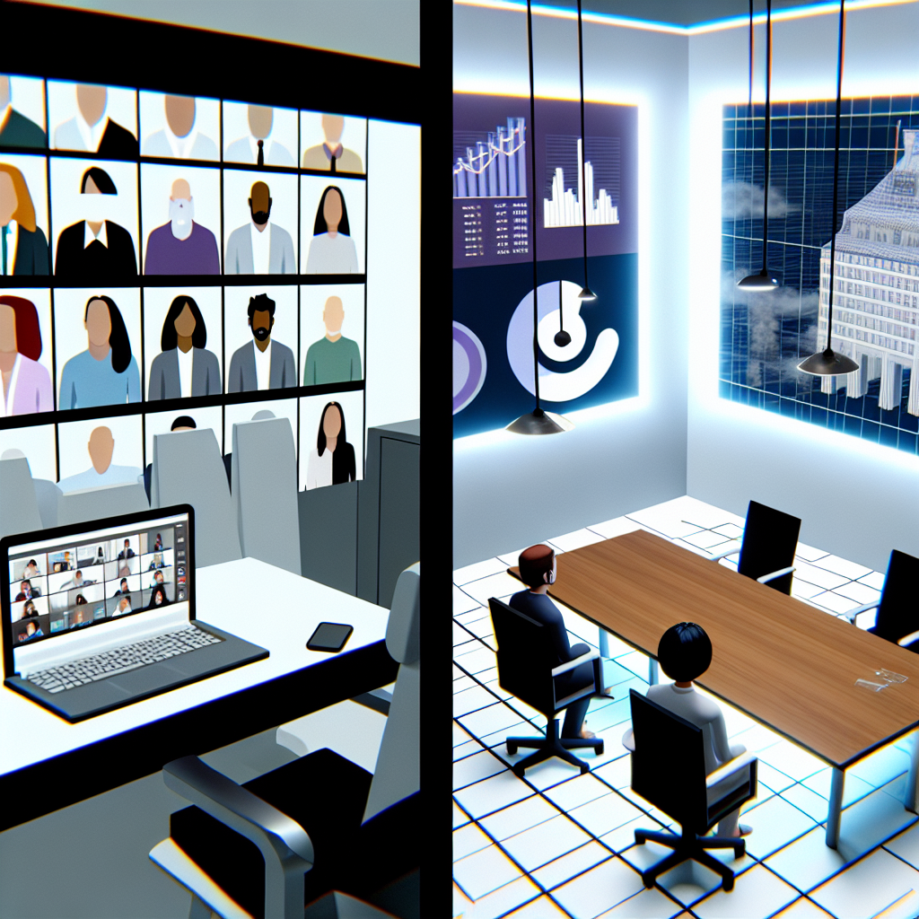 メタバース空間で営業担当と顧客が商談している様子