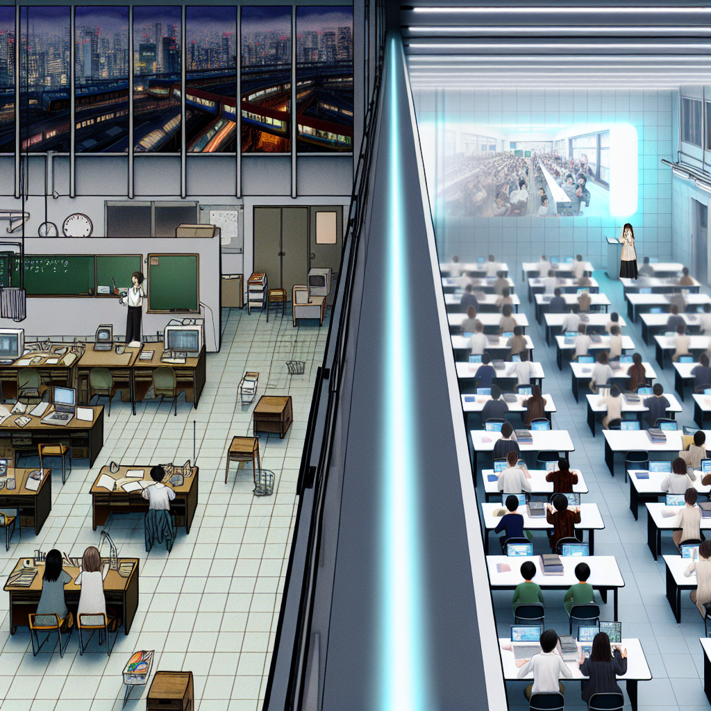 日本の都市景観とデジタル化を象徴する風景