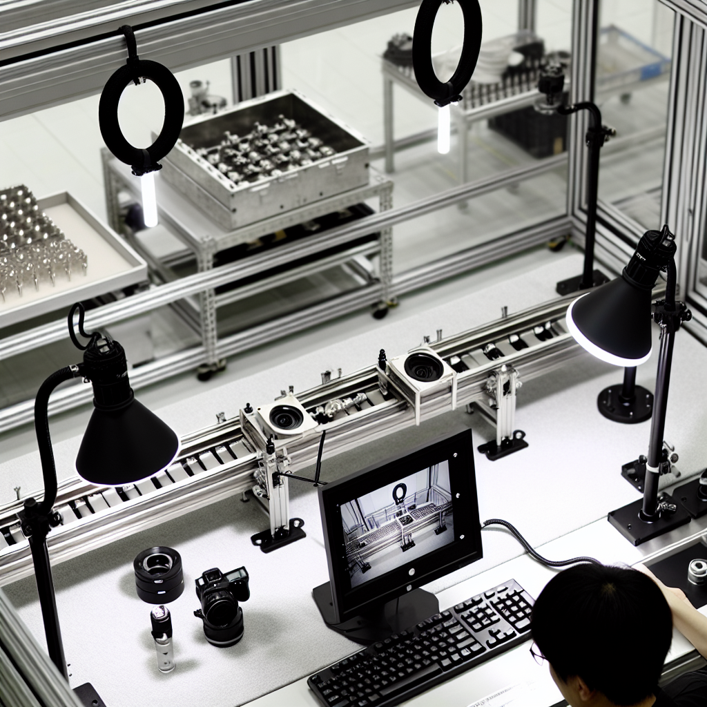 AI外観検査システムの構成図(カメラ・照明・AIサーバ・PLC)