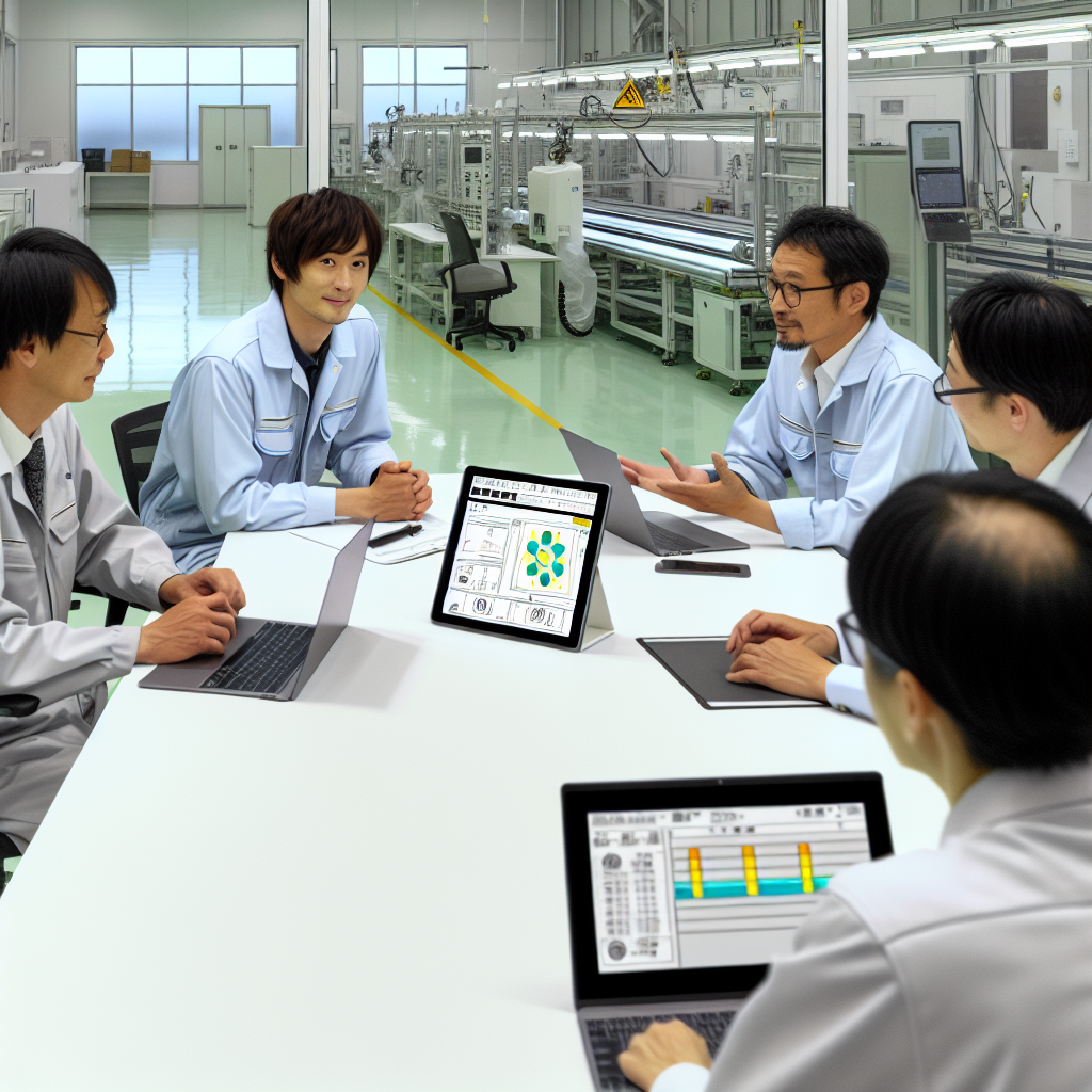 AI外観検査プロジェクトを進める開発チームと工場担当者