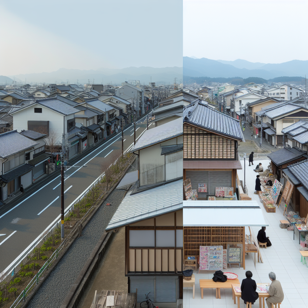 地方都市の街並みと人々の暮らしを象徴するイメージ