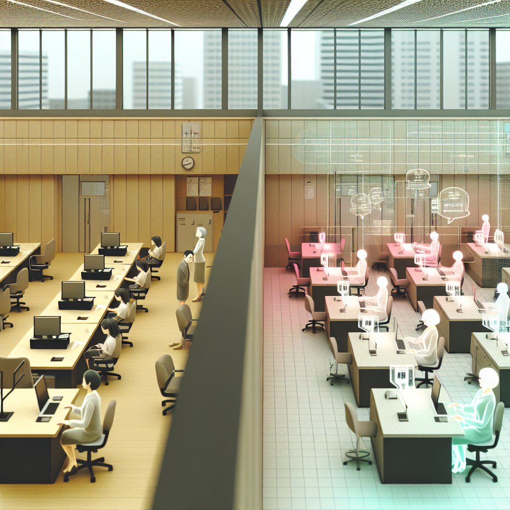 自治体職員がバーチャルオフィスでテレワークする様子