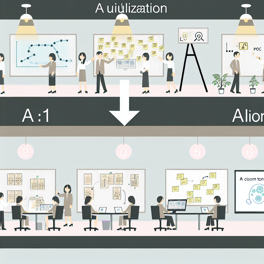 現場主導AI活用のステップとALIONの伴走モデル図