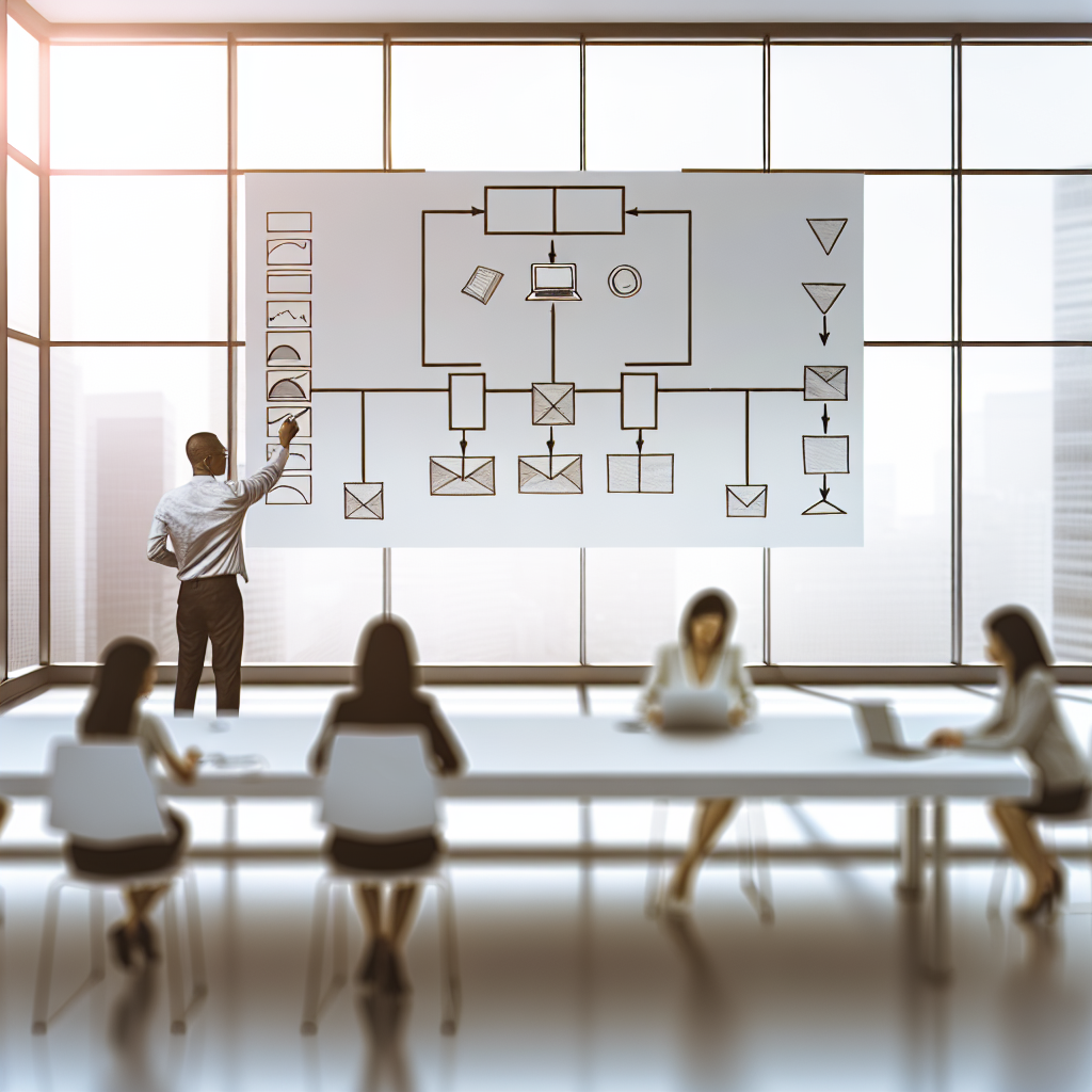 ノーコードAI社内研修の計画を立てるマネージャー