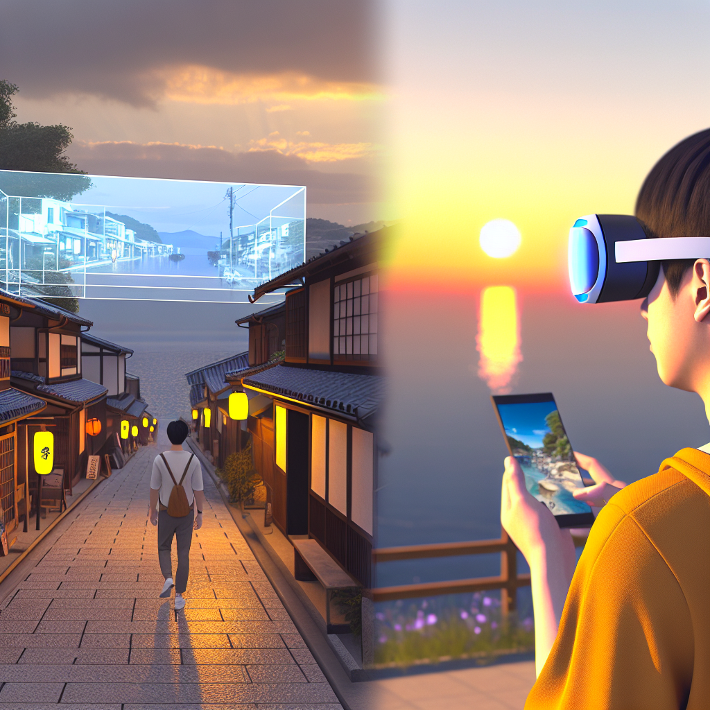 未来の観光都市とメタバースが融合したイメージ