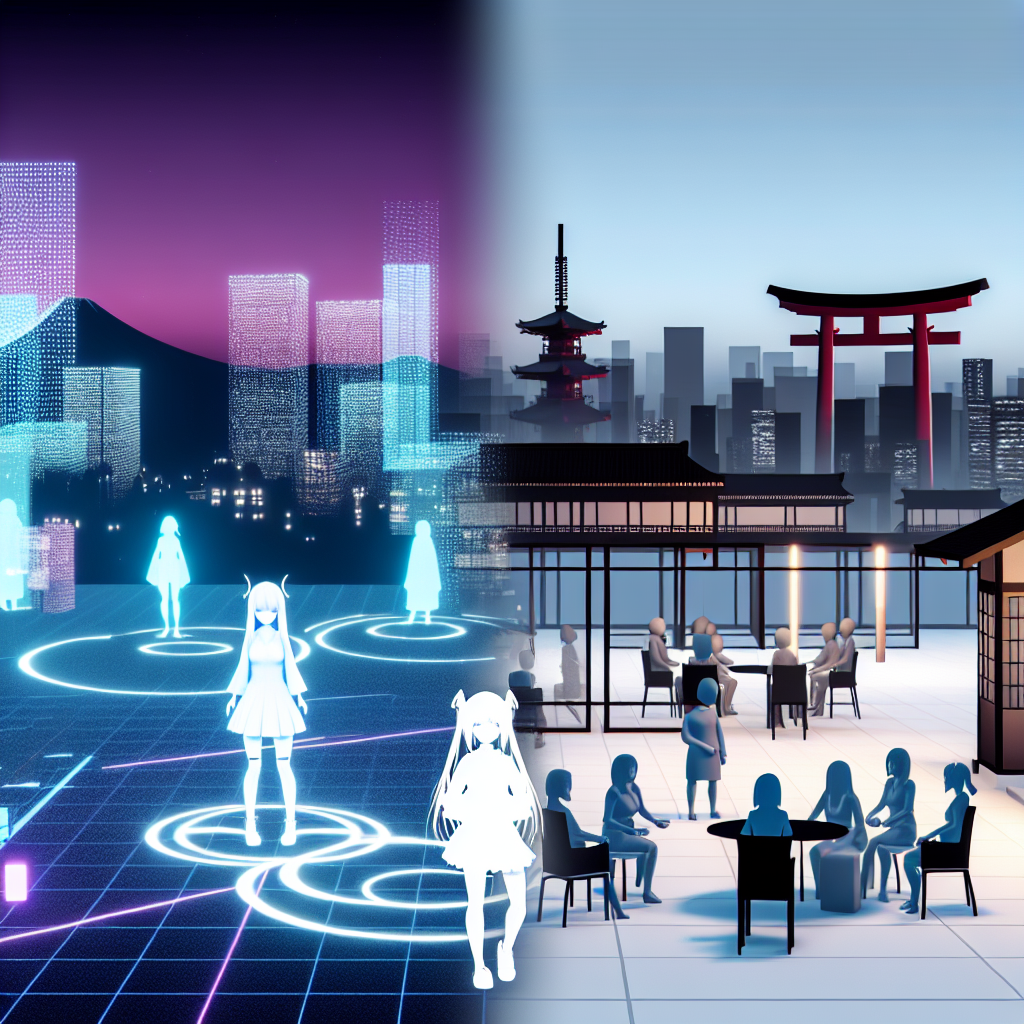 日本のコンテンツ産業とメタバースを表すイラスト