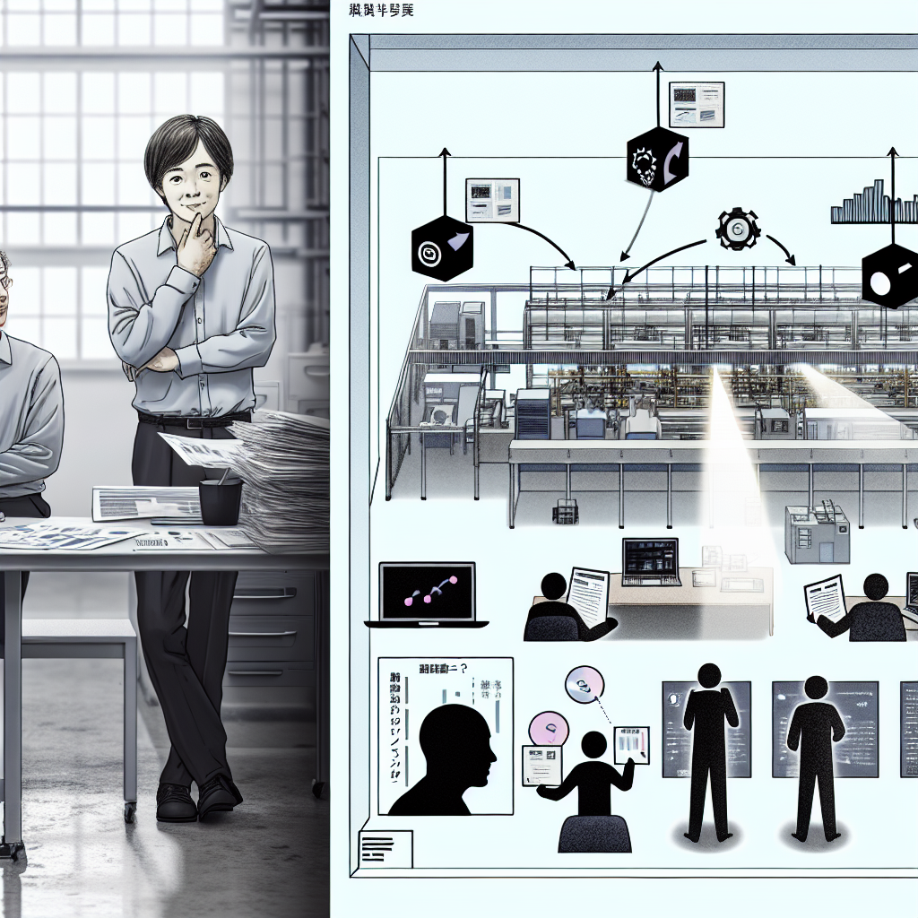 中小企業AI補助金の全体像を説明する図を眺める経営者