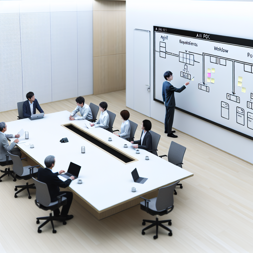 AIシステム開発プロジェクトを進めるエンジニアと中小企業担当者