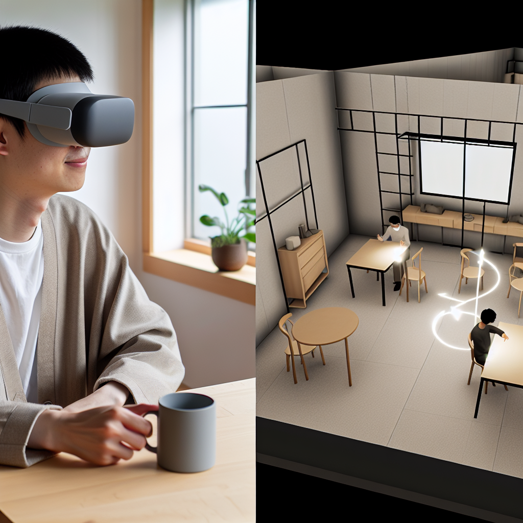 バーチャルオフィスで働くアバターの様子