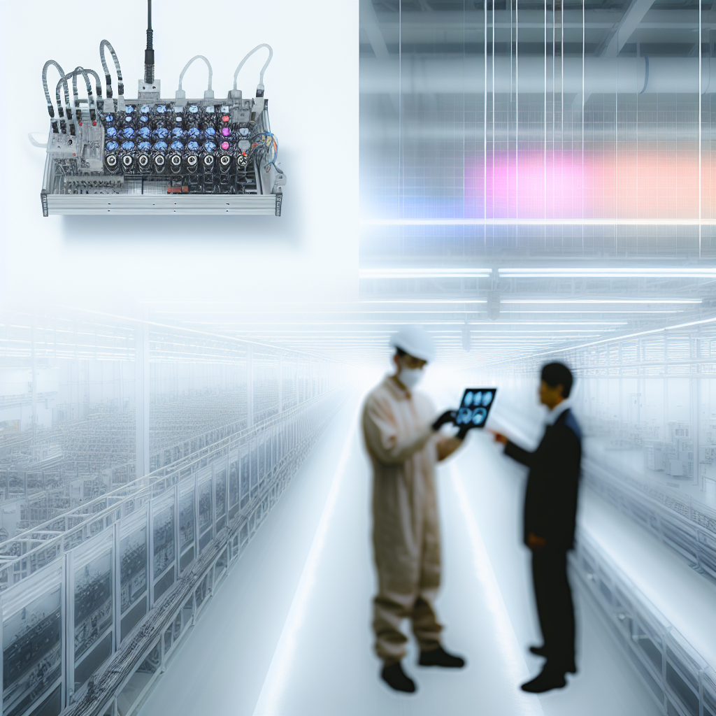 工場現場でセンサーからデータを収集する様子のイラスト