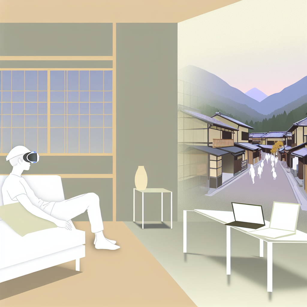 VRゴーグルで世界各地の観光地を体験する人
