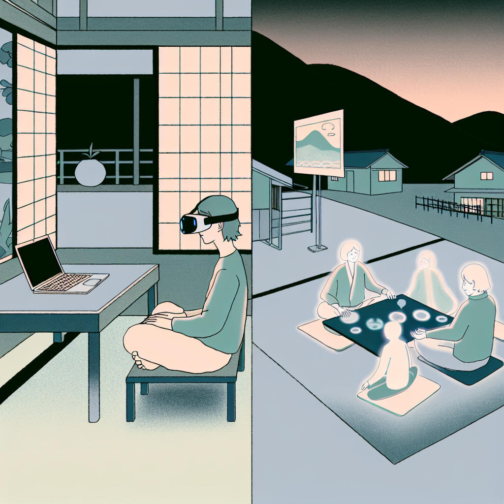 地方移住希望者と自治体担当者がVR空間で相談する様子