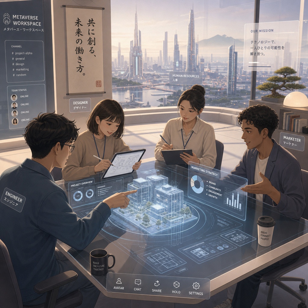 企業がメタバース人材を採用・育成しているイメージ