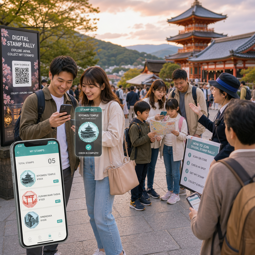 観光NFTの活用事例イメージ(スタンプラリーや限定チケット)