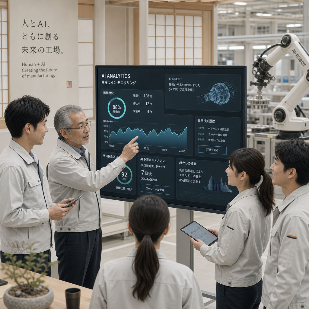製造業の現場でAIシステムを使いこなすオペレーターたち