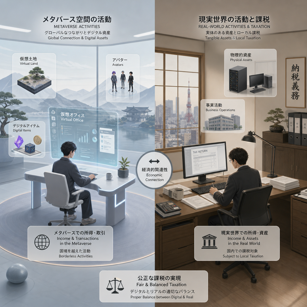 メタバース事業と各種地方税の関係を示すチャート
