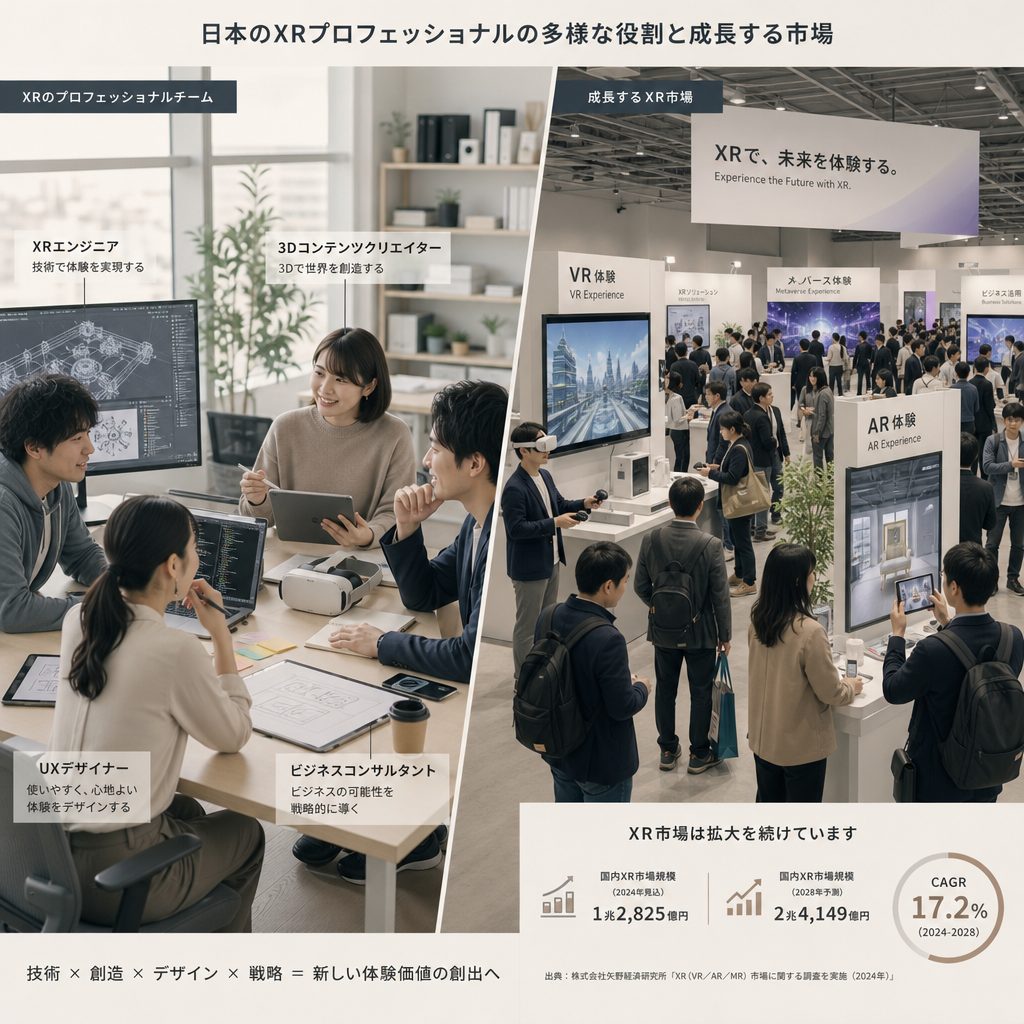 XR技術を使って仮想空間で共同作業をする日本のビジネスパーソン