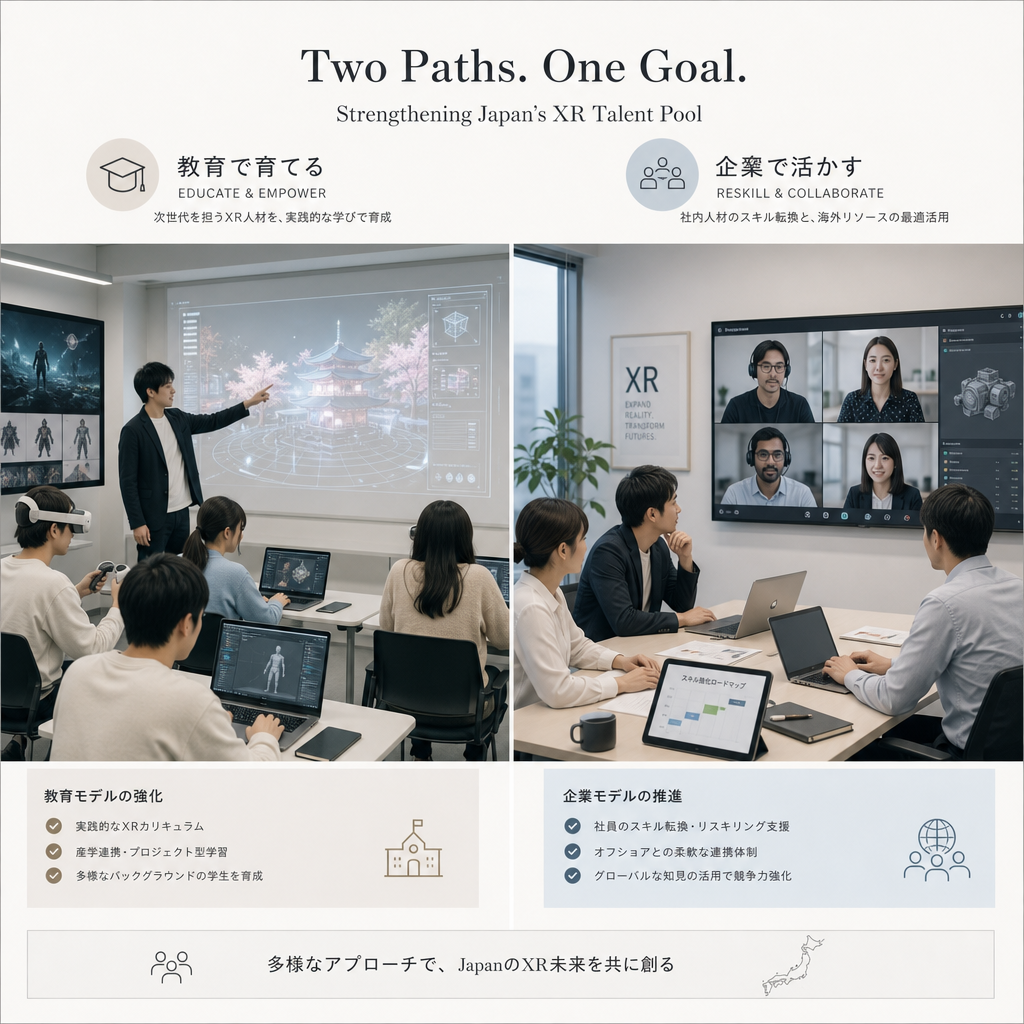 学習と実務プロジェクトを組み合わせてXR人材を育成する様子