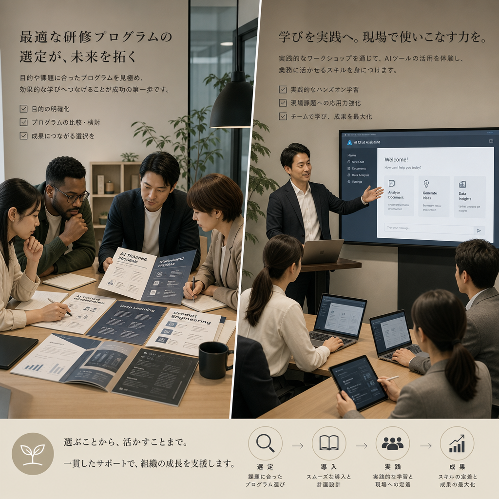 自社に最適な社内AI研修プログラムを比較検討する担当者