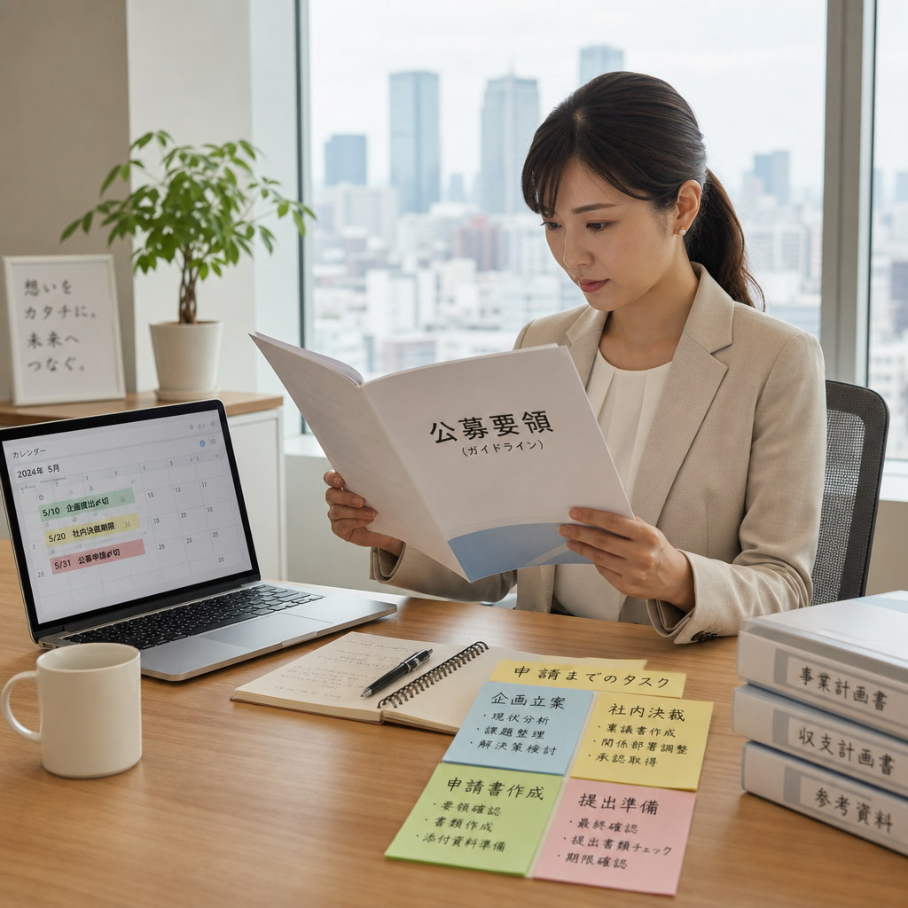 補助金申請書類を準備している担当者