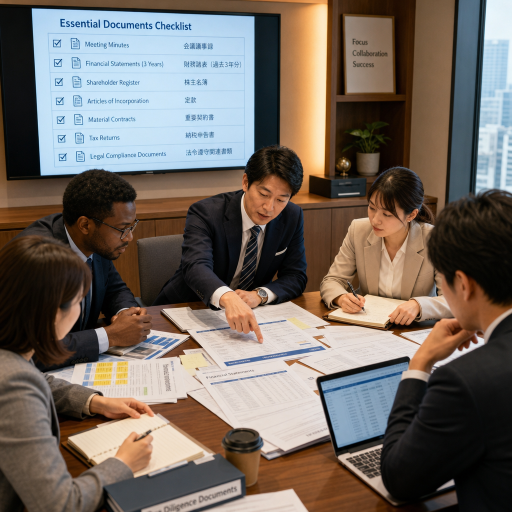 整理日本公司撤銷手續文件與時間表的桌面