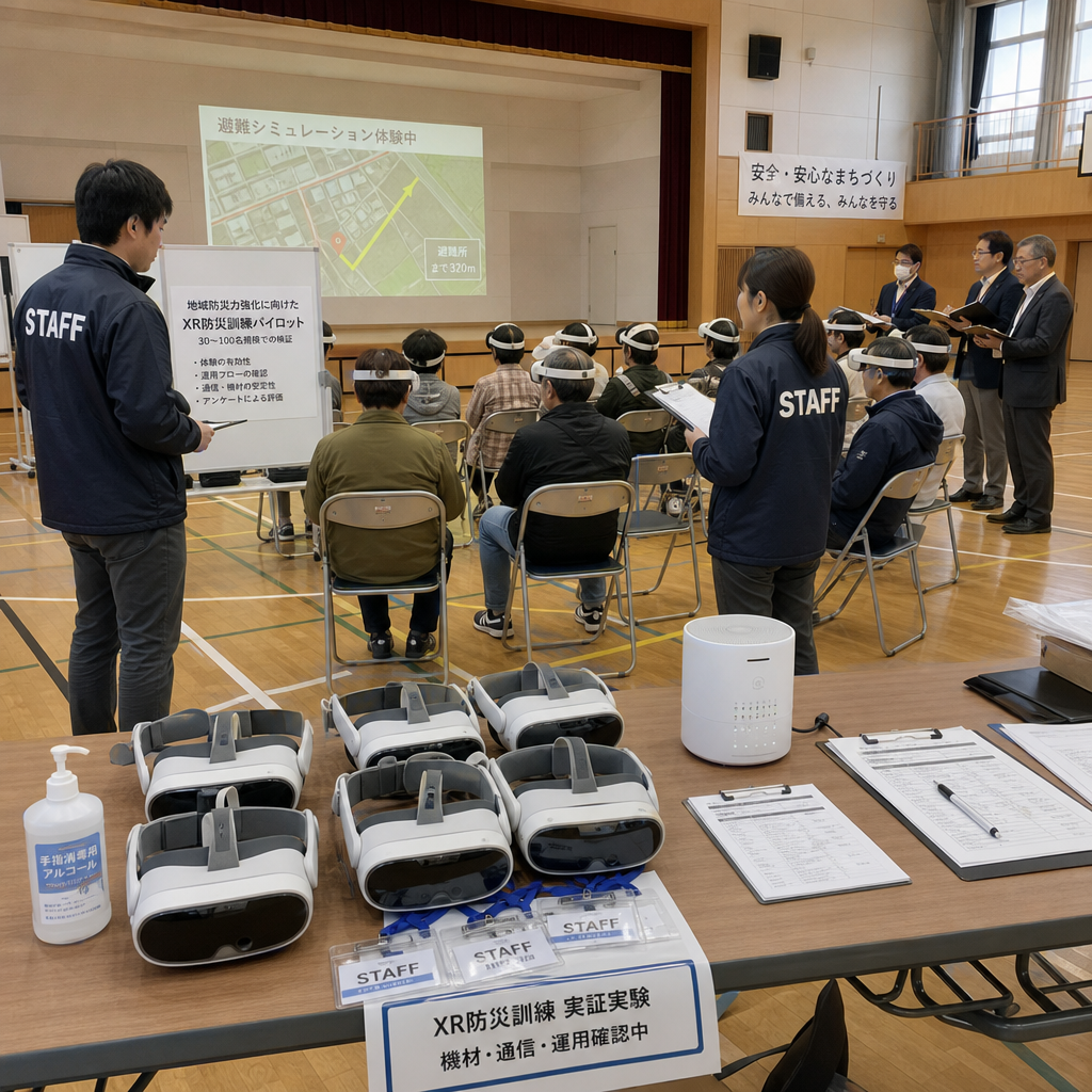 自治体庁内でXR防災導入計画を検討する会議
