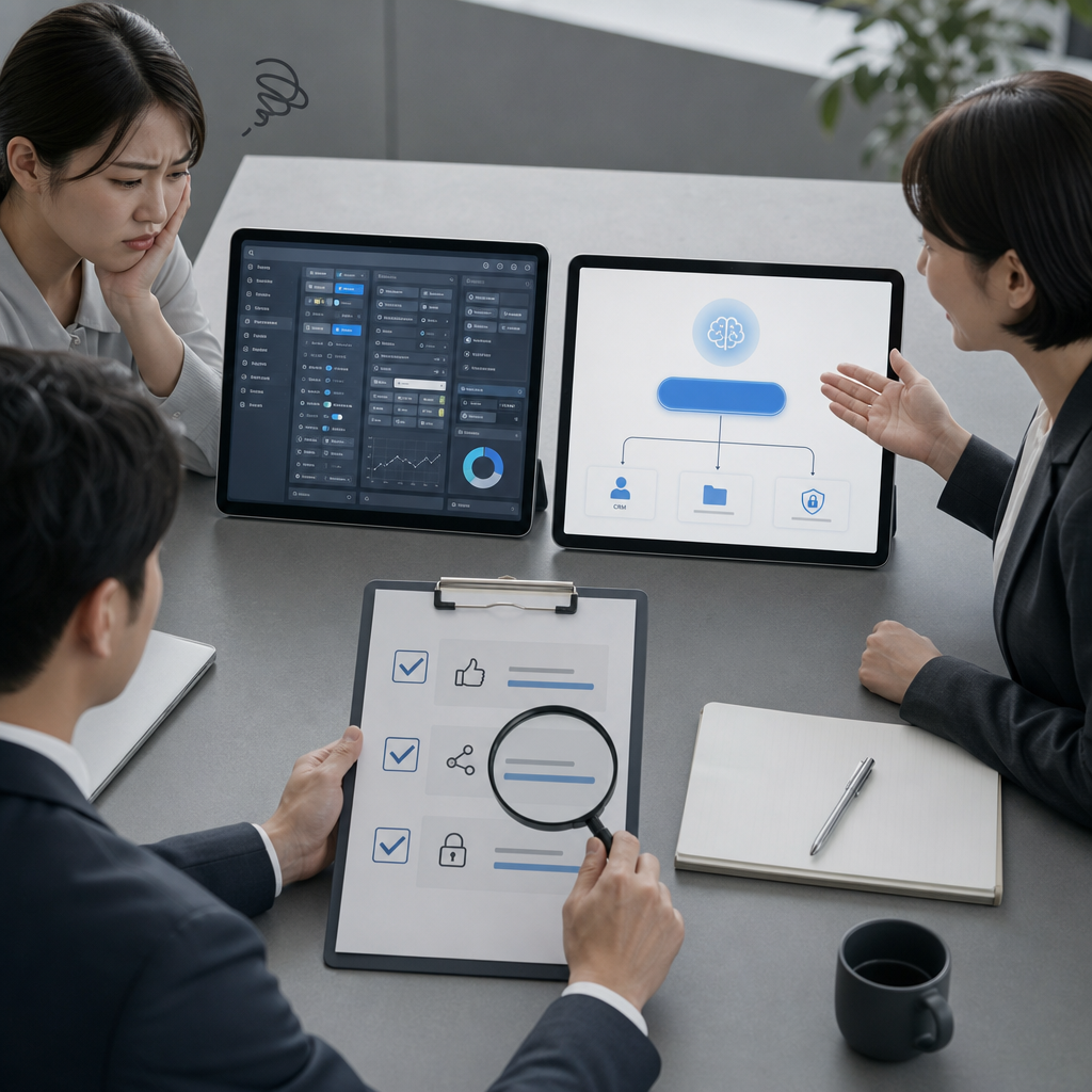 AIツール選定基準を表にまとめる担当者