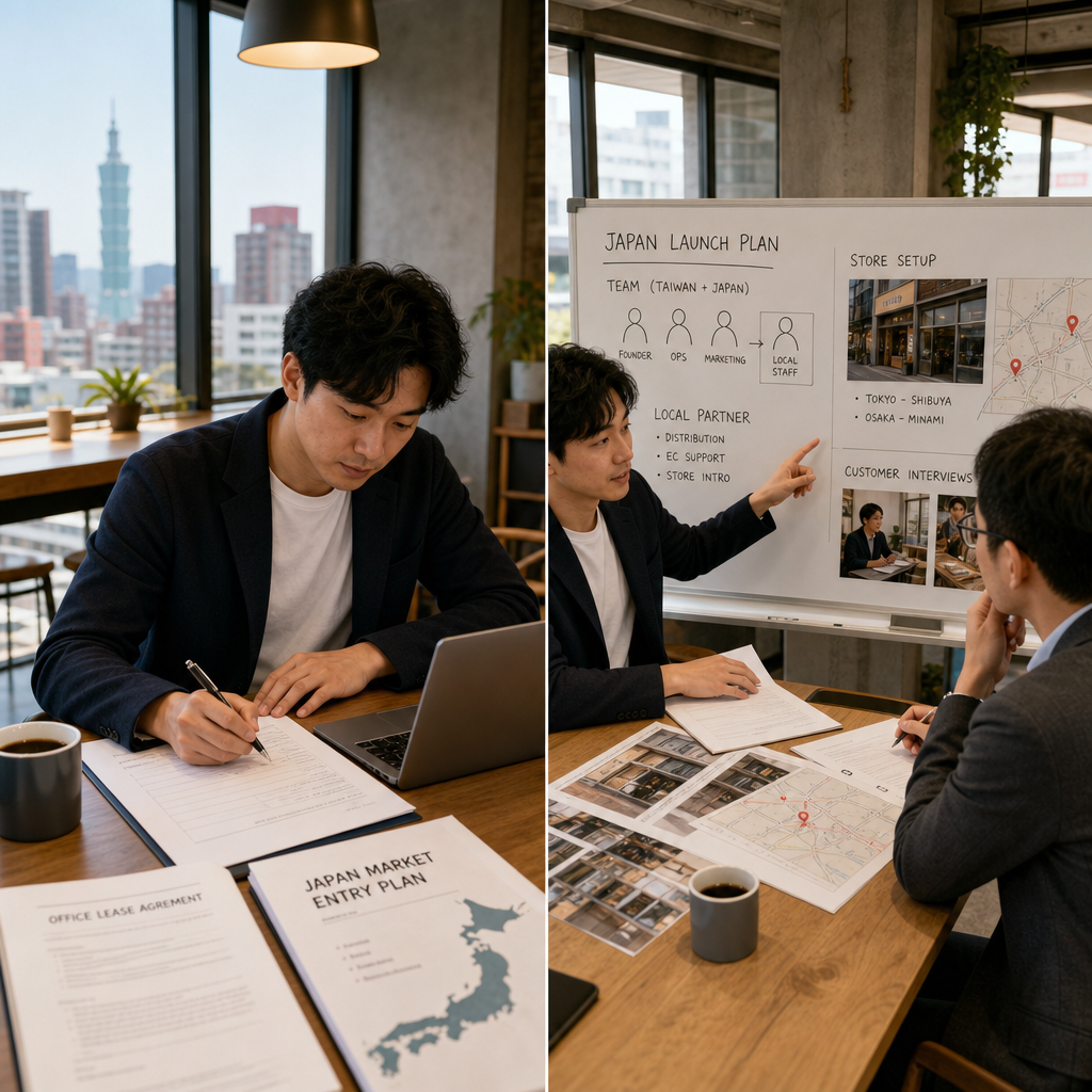 日本新創補助申請條件與審查重點示意圖