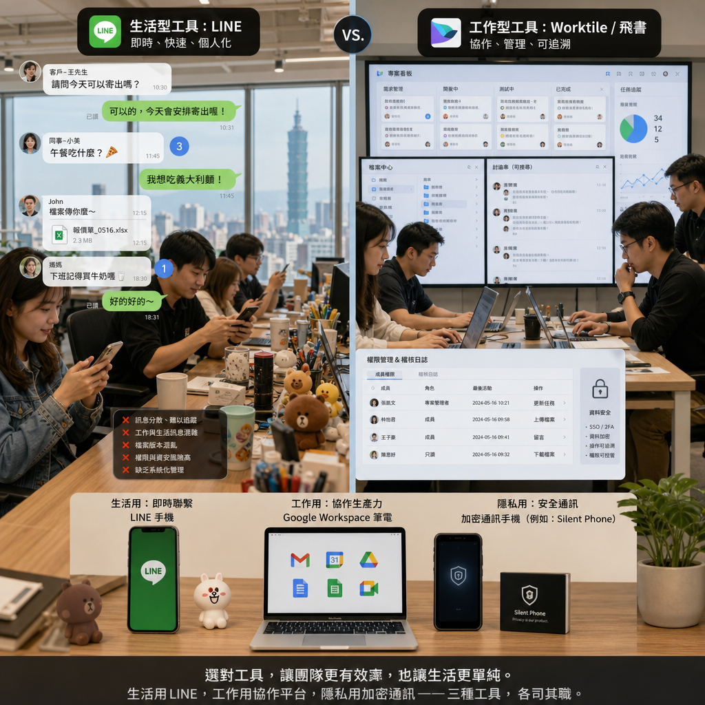 不同通訊軟體介面與功能比較畫面
