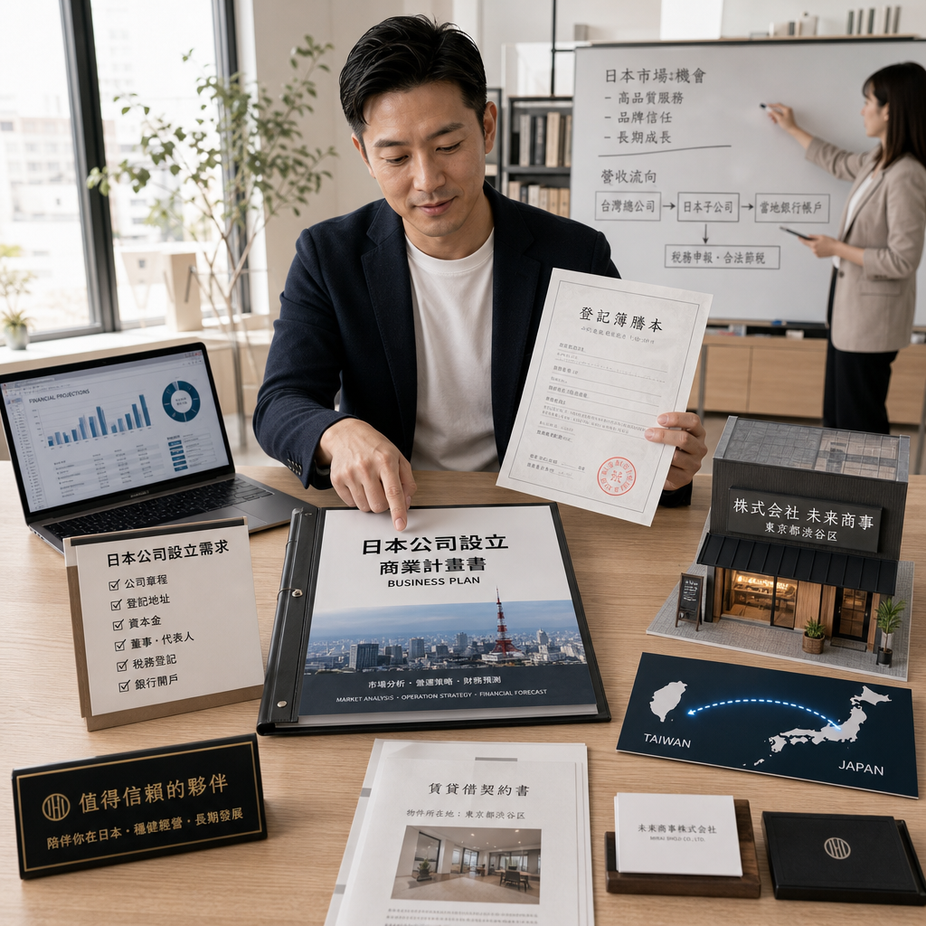 日本經營管理簽證文件與辦公室準備情境