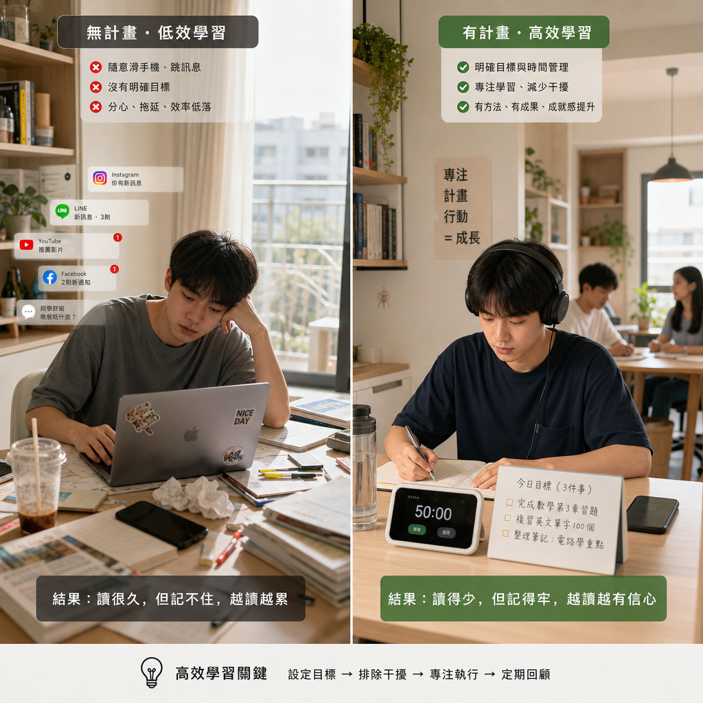 使用番茄鐘與任務清單進行線上自習室專注流程