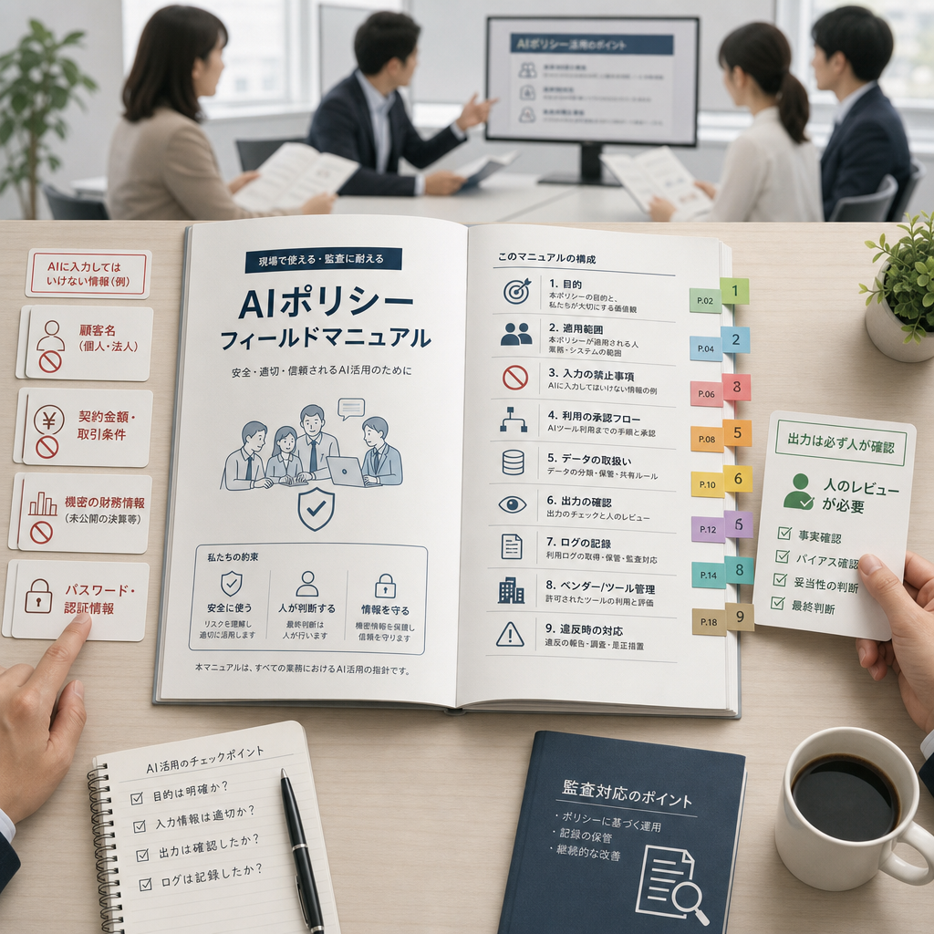社内AIルールの文書構成を検討するチーム